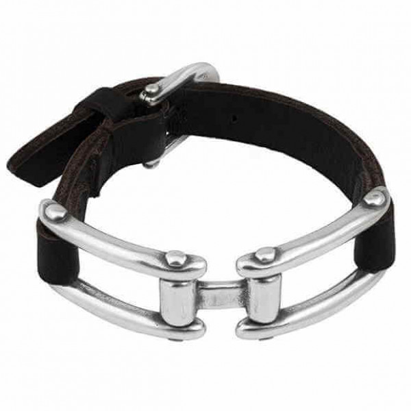 Leather Bracelet Impressive Silver Charm