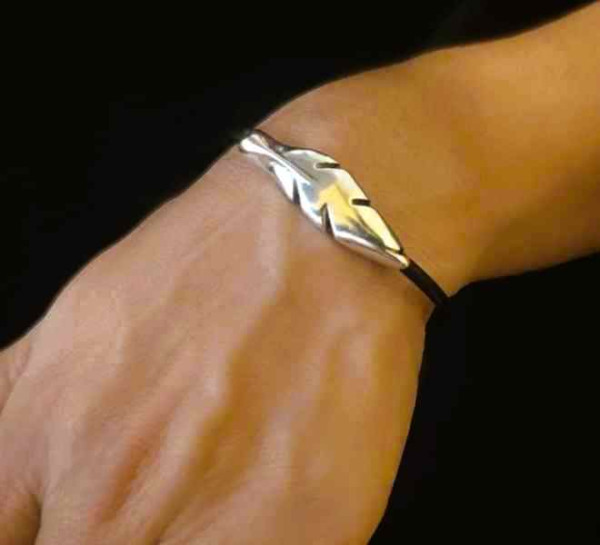 Leather Bracelet Feather Charm