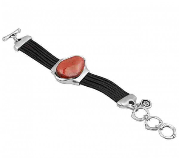 Bracelet cuir cristal rouge