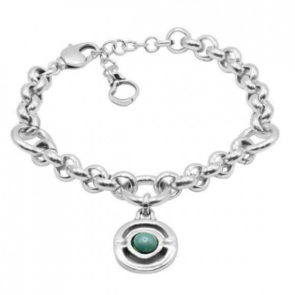 Chain bracelet round turquoise pendant