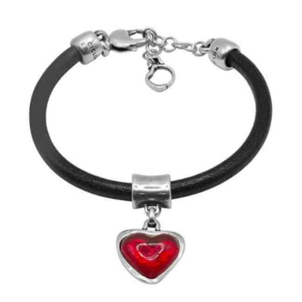 Bracelet Cuir Coeur Rouge