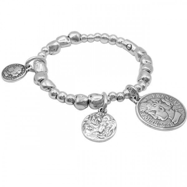 Bracelet perles argent pendentif pièce monnaie