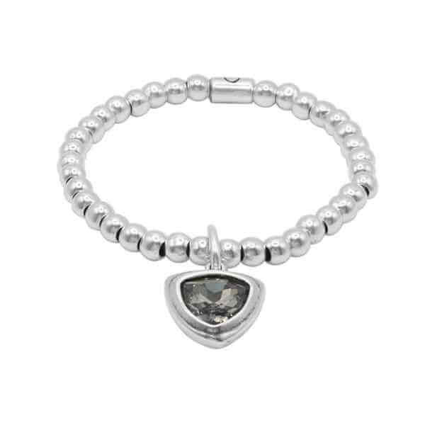 Bracelet Elastique Perles Pendentif Grise