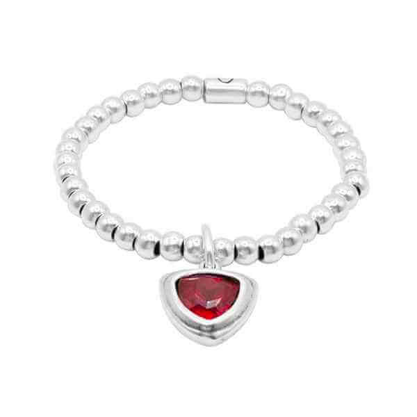 Bracelet Elastique Perles Pendentif Rouge