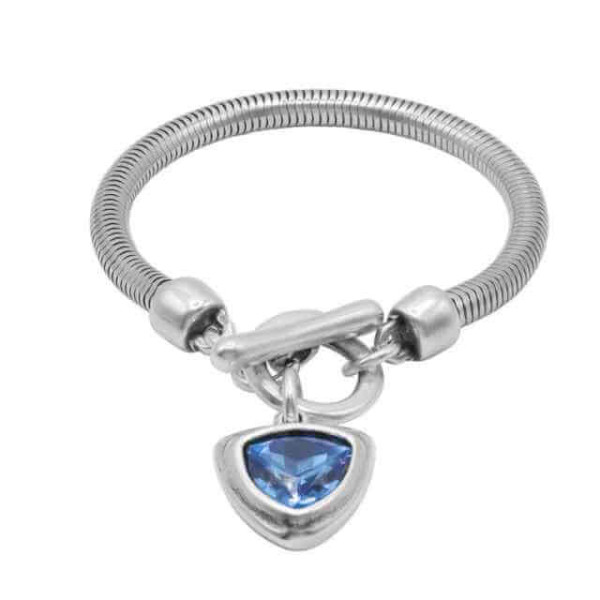Pulsera cadena serpiente colgante cristal azul