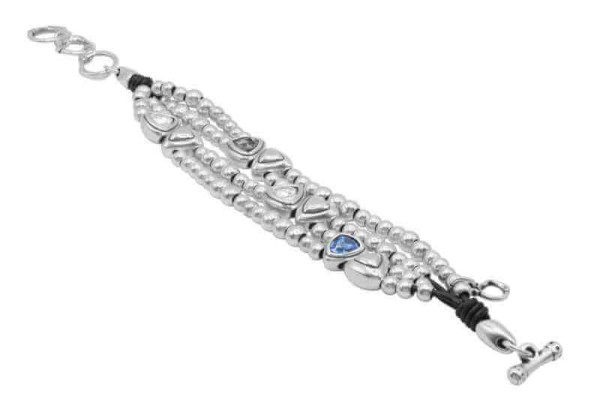 Mehrreihiges Silberarmband Blaue Kristalle