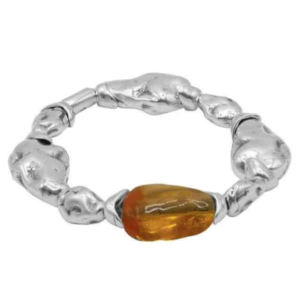 Camel Murano silver beaded Bracelet