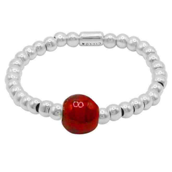 Bordeaux Pearl Elastic Silver Bracelet