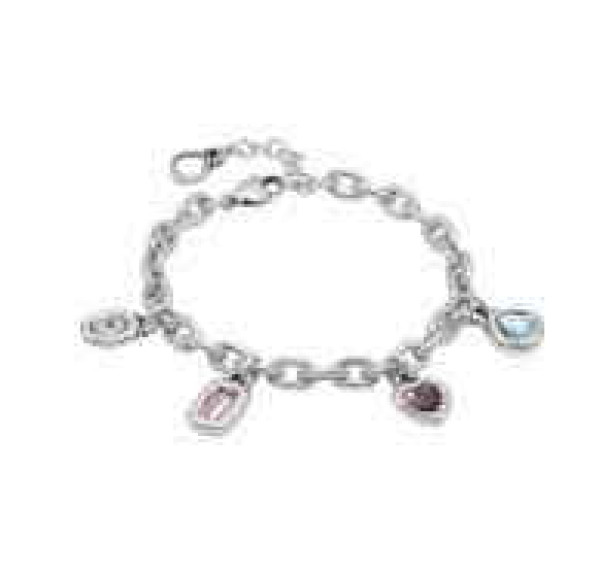 Chain Bracelet Dangling Colorful Crystals