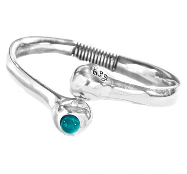 Bracelet Argent Ouvert Cabochon Turquoise