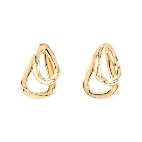 Double oval gold earrings