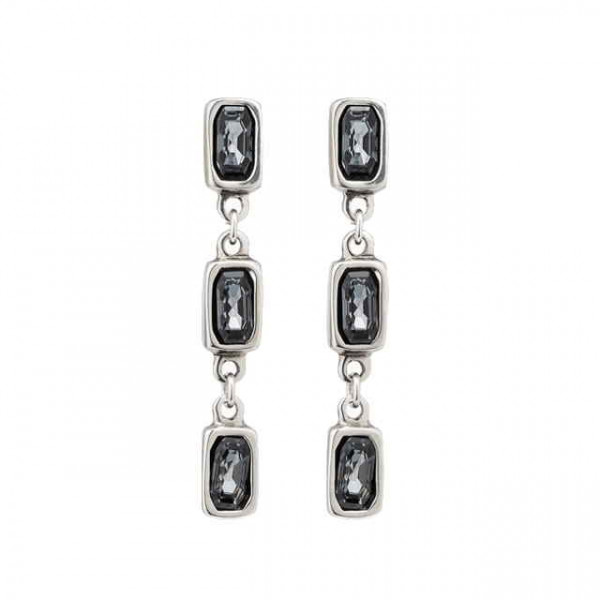 Boucles d'oreilles pendantes en cristal gris