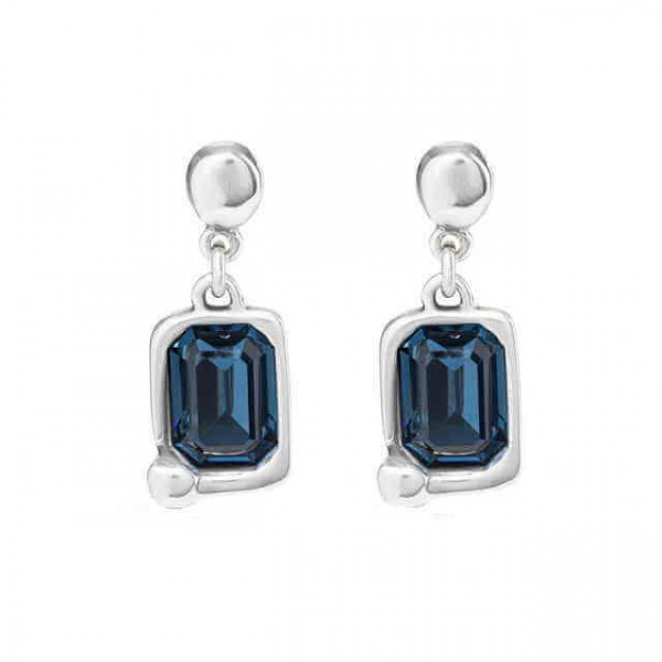 Blue Geometric Crystal Earrings