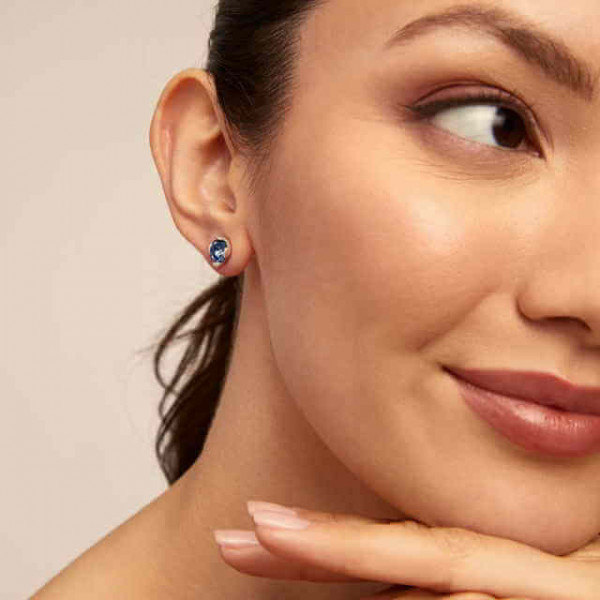 Boucles d'oreilles cristal facetté bleu