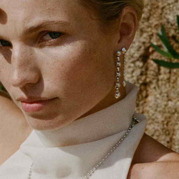 Silver Chain Long Silver Earrings