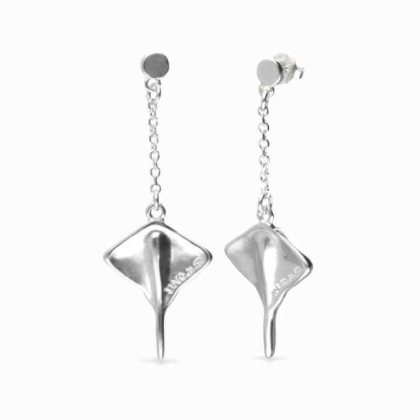 Stingray Pendant Silver Earrings