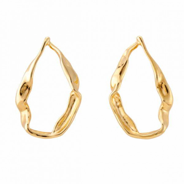 Large Oval Shaped Gold Earrings