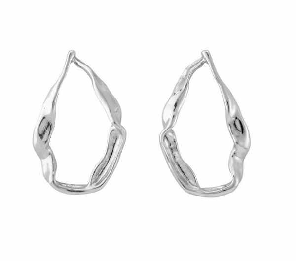 Large Oval Shaped Silver Earrings