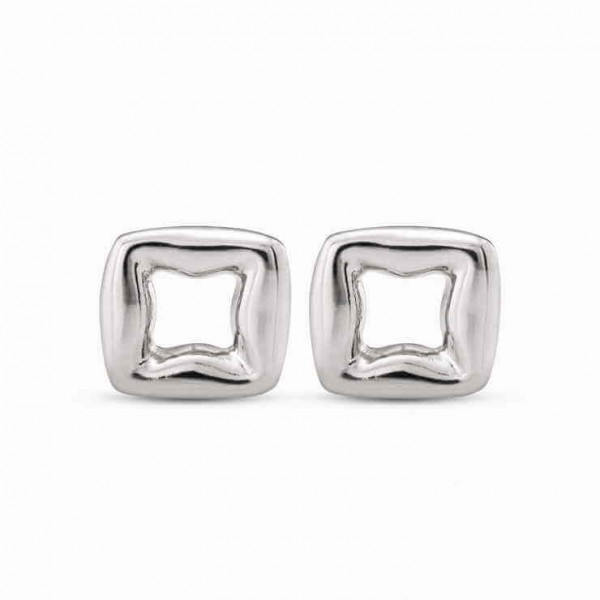 Edgy Square Silver Earrings