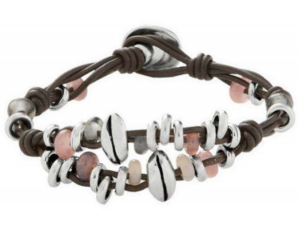 Leather Bracelet | Pink Crystals | UNOde50 - ADVENTURE