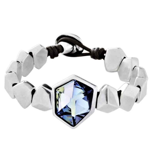 Bracelet perles argent cristal Swarovski bleu violet