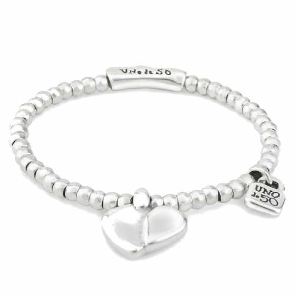Silver Beaded Heart Bracelet