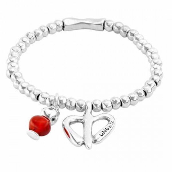 Bracelet élastique perles pendentif coeur