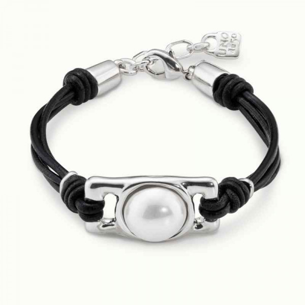 Pulsera de Cuero Perla Blanca