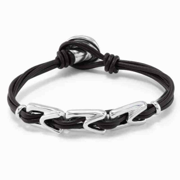 Link Charm Brown Leather Bracelet