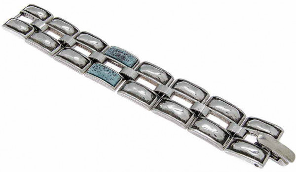 Belt shaped Silver bracelet with silver beads
