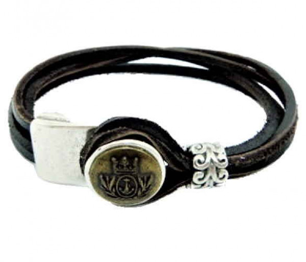 Bracelet Cuir Bouton Métal