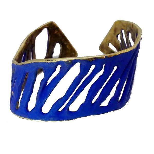 Bracelet jonc bronze patine bleu