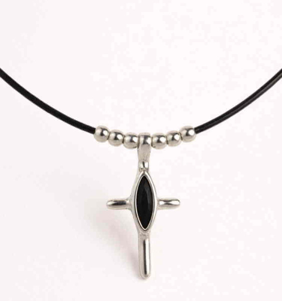 Delicate Leather Necklace Cross Pendant