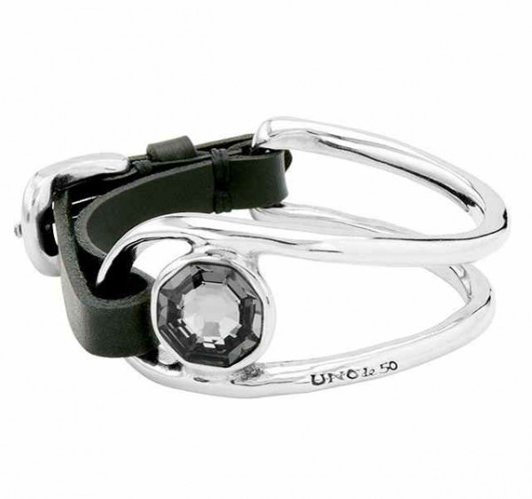 Bracelet Manchette Argent Cristal Noir