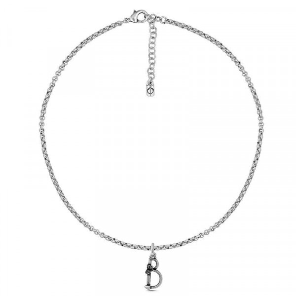 Silver Necklace Letter Pendant B