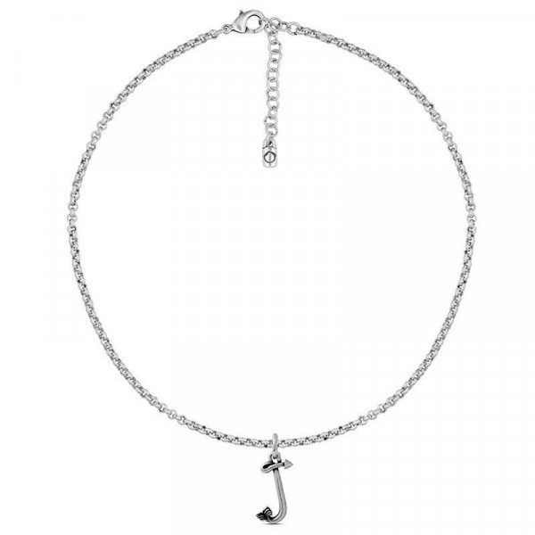 Silver Necklace Letter Pendant J