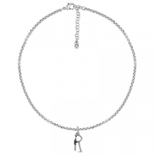 Silver Necklace Letter Pendant R
