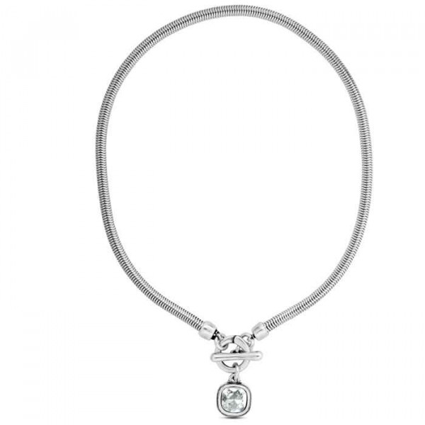 Silver Snake Necklace Crystal Clear