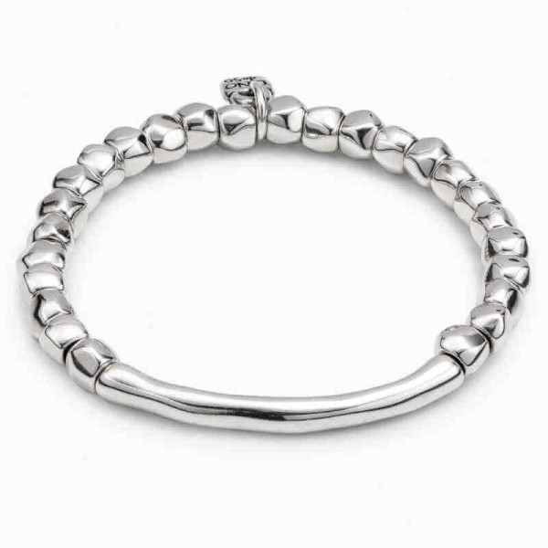Pulsera Cuentas Perlas Tubo Plata