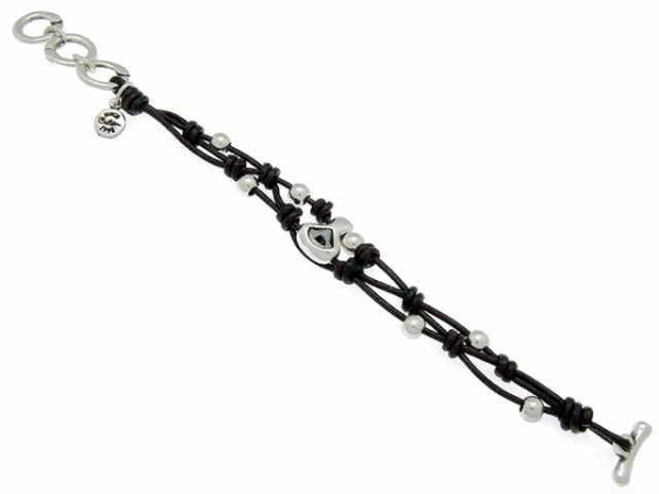 Knotted leather bracelet swarovski crystal