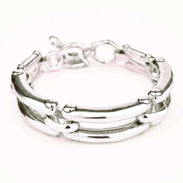 Chain Bracelet Three Rectangle Silvers