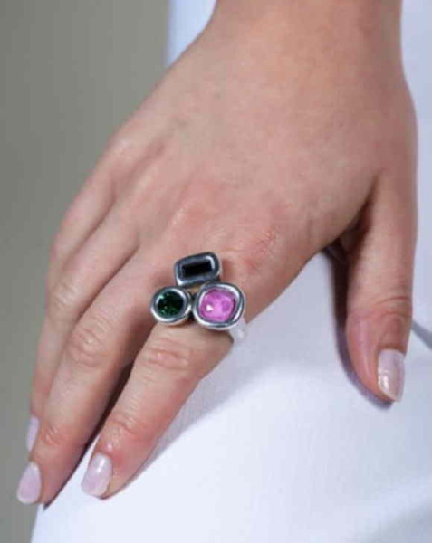 Bague Cristal Tricolore Multicolore