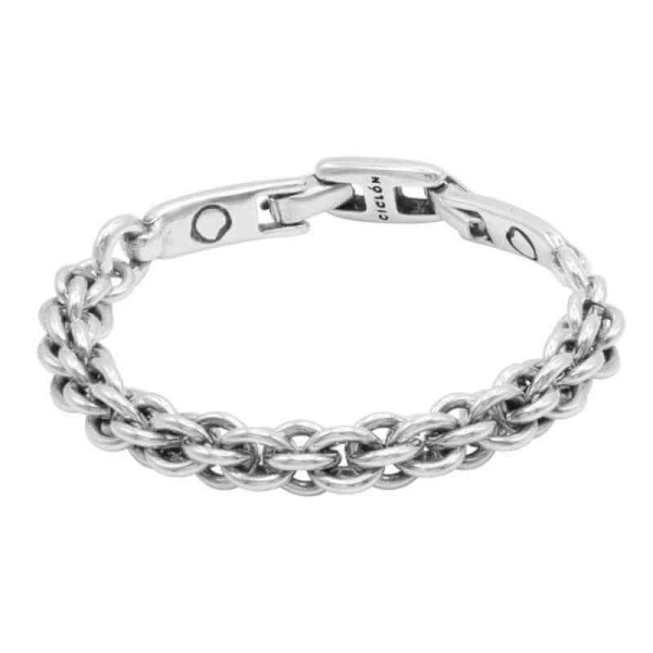 Bracelet chaîne tressée argentée