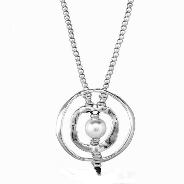 Large Hoop Pendant White Pearl