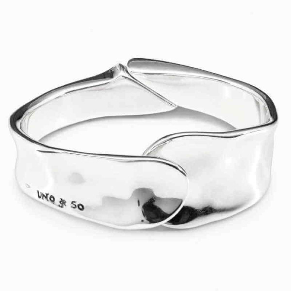 Breite Silberspange Wellen Form