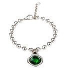 Ball Bead Bracelet Green Crystal
