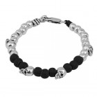 Black Beaded Four Skull Bracelet