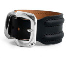 Breites Schwarzes Leder Manschettenarmband