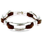 Link Leather Silver Bracelet
