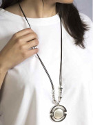 Moon Pearl Leather Necklace - Autentica
